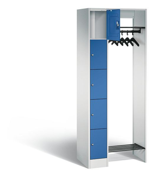 C+P open garderobe serie 8070, H1950xW740xD480mm, kleur: lichtgrijs / gentiaanblauw, 80700-00 S10003