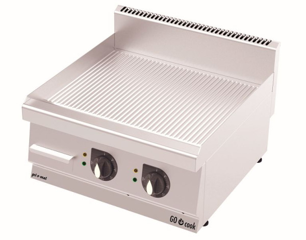 gel-o-mat Elektro Grill Platte CO Cook 600, Modell GG6060E, gerillte Platte, mit Fettauffangschale, 600mm, GG6060E