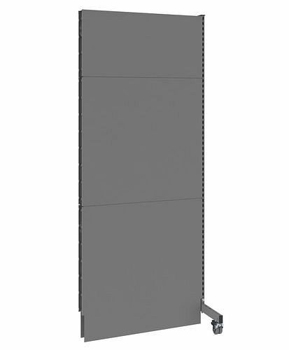 DENIOS mobiele akoestische scheidingswand, opzetpaneel, B 1000, H 2500 mm, tweezijdige akoestische geperforeerde plaat, grijs, 293084
