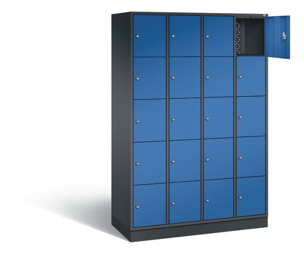 C+P lockerkast Intro, H1950xW1220xD490mm, kleur: zwartgrijs / gentiaanblauw, 8570-401 S10201