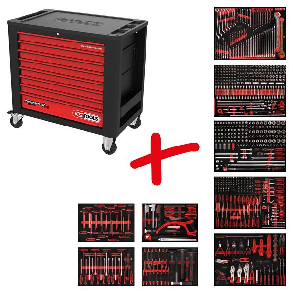 KS Tools PERFORMANCEplus werkplaatswagenset P20, met 706 gereedschap en 7 laden, 820.9706