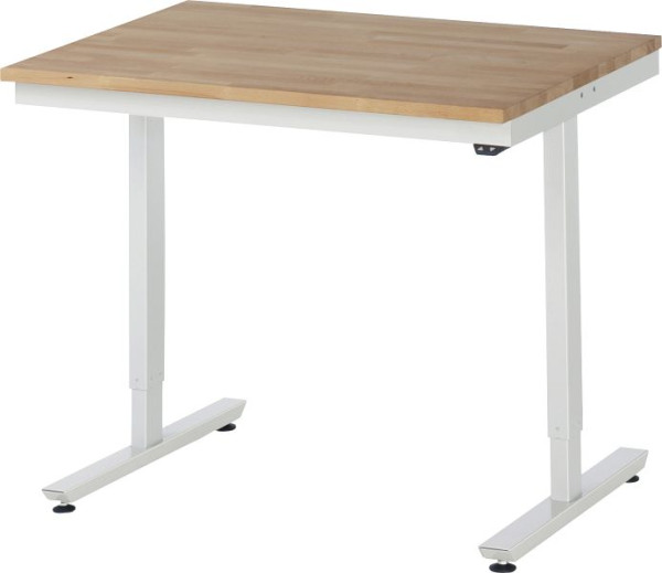 RAU werktafel serie adlatus 150 (elektrisch in hoogte verstelbaar), massief beuken werkblad, 1000x720-1120x800 mm, 08-AT-100-080-B