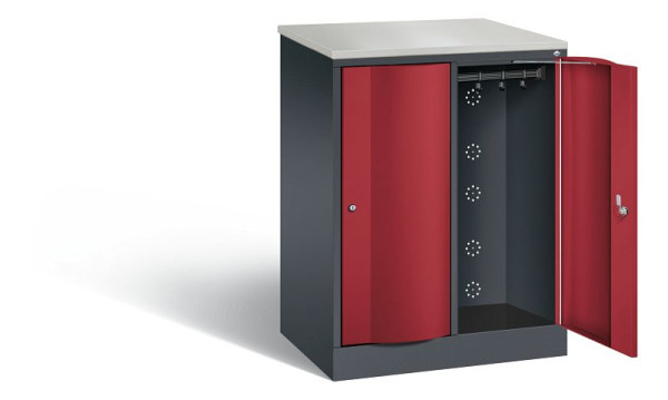 C+P locker Resisto, H1077xW772xD540mm, kleur: zwartgrijs/robijnrood, 8271-272 S10054