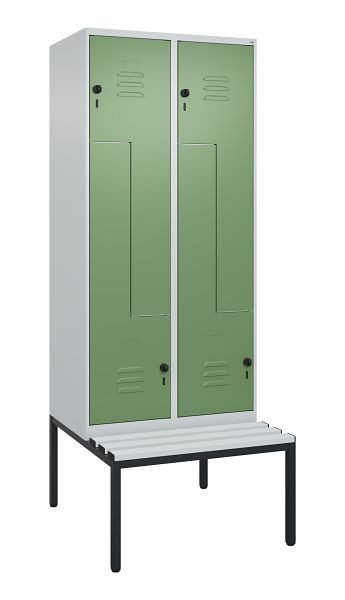 C+P Z-Spind Classic PLUS, met onderbank, 4 vakken, 2120x800x815mm, 7035/6011, draaigrendel, 0800537-224 S10036