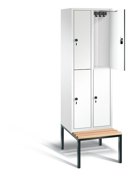 C+P locker, dubbellaags Evolo, H2090xB610xD815mm, kleur: verkeerswit / decor wit, 48350-20 S10315