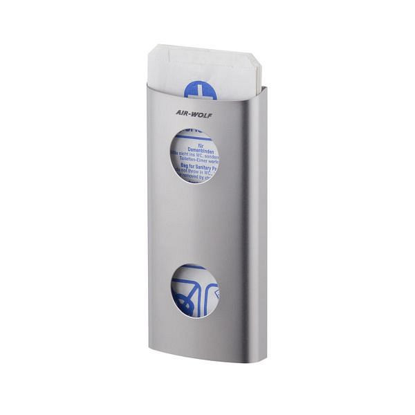 Air Wolf hygiënezakjesdispenser, Alpha-serie, H x B x D: 262 x 117 x 35 mm, geborsteld roestvrij staal, 60-138