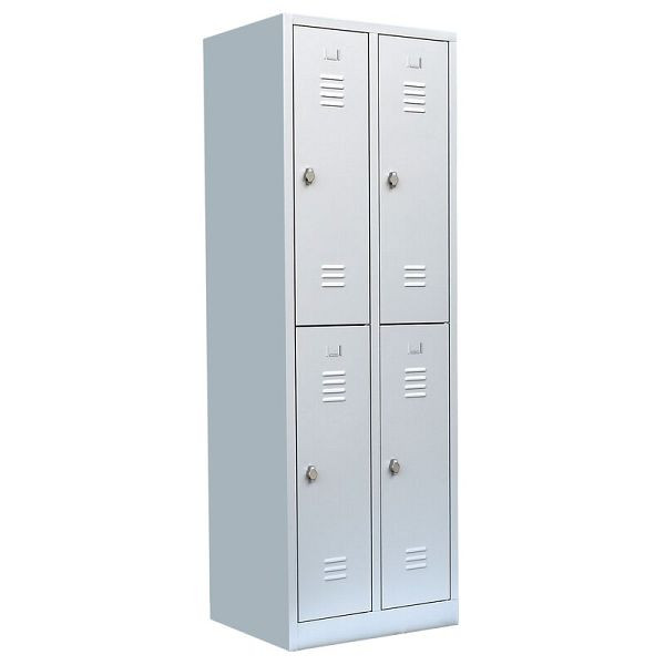 Lüllmann XL kledingkast, 2 vakken, dubbeldekker, H 1950 x B 600 x D 500 mm, lichtgrijs, 521220