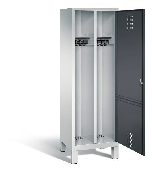 C+P zwart wit kastje Evolo, H1850xW610xD500mm, kleur: lichtgrijs / zwartgrijs, 48210-20 S10035