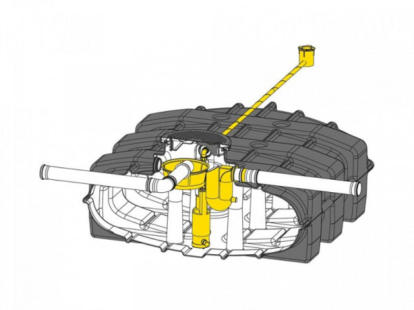 Speidel complete set vlakke tank met filterkorf, overloopsifon, doorgangsbarrière, tuinpomp SubTronic S, tuinafvoerset 12,5 m