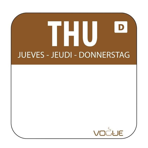 Vogue Zelfoplossende Food Rotary Labels Thursday, PU: 1000 stuks, U780