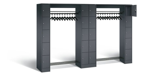 C+P open garderobe serie 8070, H1950xW2840xD480mm, kleur: zwart-grijs, 80730-20 S10016