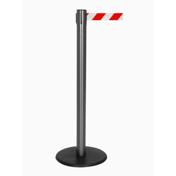 Stein HGS HGS personengeleidingssysteem -P-Line Famous-, antraciet, rood/wit diagonaal (gearceerd), met magnetisch banduiteinde, bandlengte: 2,3 m, 12799-1304