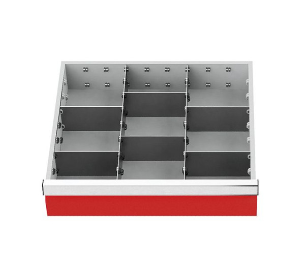 Bedrunka + Hirth lade-inzet, serie T500-4, middenvakrails, met 6 tussenschotten, voor hoogte 100 mm, 146-139B