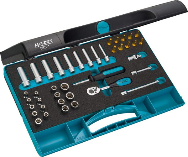 Hazet dopsleutelset, hol vierkant 6,3 mm, buiten zeskant trekprofiel, buiten TORX® profiel, binnen TORX® profiel, sleufprofiel, 855-1