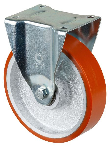 BS Rolls Zwaarlastwiel, bokwiel, wielbreedte 40 mm, wiel-Ø 200 mm, draagvermogen 450 kg, polyurethaan gegoten 95 Shore A, gegoten, kogellager, N110.C10.201