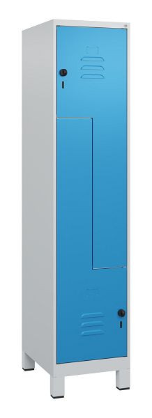 C+P Z-Spind Classic PLUS, Füße, 2 Abteile, 1800x400x500mm, 7035/5012, Drehriegel, 0800137-122 S10004
