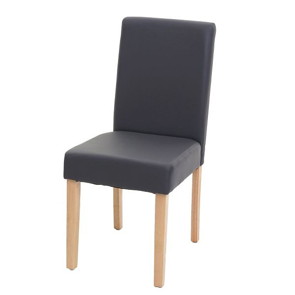 Mendler eetkamerstoel Littau, keukenstoel, kunstleer, grijs mat, lichte poten, 74520