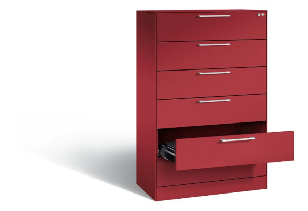 C+P archiefkast Asisto, H1310xB800xD435mm, kleur: robijnrood, beugelgreep, stalen afdekplaat, 146023-623 S10103