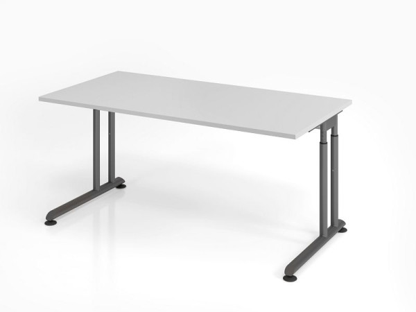Hammerbacher bureau ZS16, 160 x 80 cm, blad: grijs, 25 mm dik, ABS dikke rand, rechthoekige vorm, grafiet, VZS16/5/G