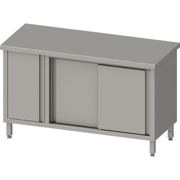 Stalgast werkkast met schuifdeuren 2000x700x850mm, met draaideurkast links, zonder opstand, gelast, VAS20708L