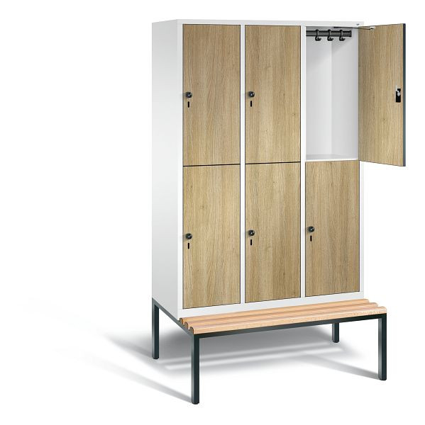 C+P locker 2-laags Evolo, H2090xB1200xD815mm, kleur: verkeerswit / decor eiken Sereno, 48350-32 S10201