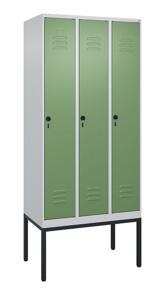 C+P luierkluis Classic PLUS met middenwand, frame, 3 vakken, 2120x900x500mm, 7035/6011, veiligheidsdraaigrendel, 0800307-30F S10006