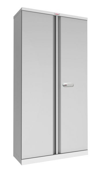 Phoenix SCL-serie stalen opbergkast met 2 deuren en 4 planken in grijs met elektronisch slot, SCL1891GGE