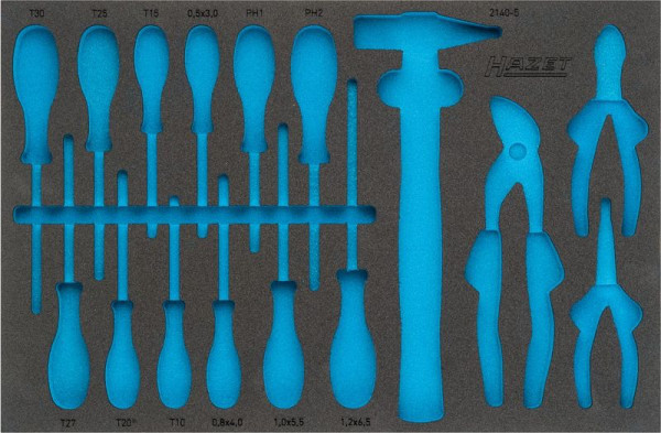 Hazet 2-componenten zachtschuim inleg, voor 163-330/16 Afmetingen / lengte: 519 mm x 342 mm Organisatiesysteem afmeting: 3/3 (519 x 342 mm), 163-330L