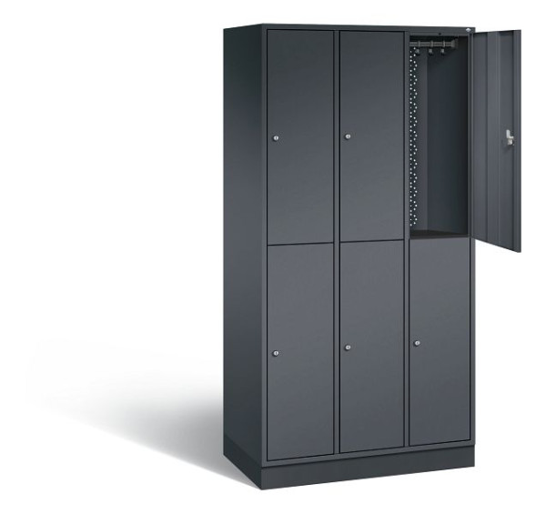 C+P locker, dubbellaags intro, H1950xW920xD490mm, kleur: zwart-grijs, 8270-301 S10027