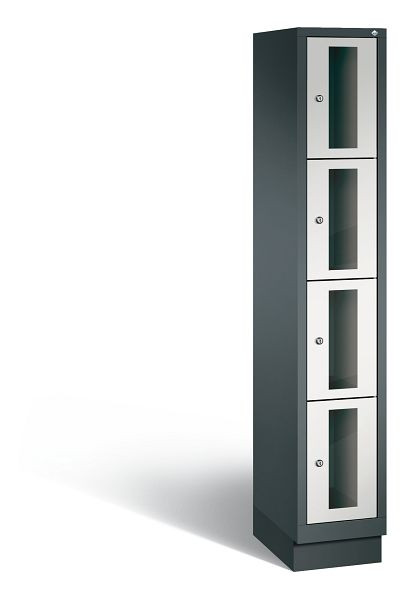 C+P Schließfachschrank Classic, 4 Fächer, H1800xB320xT500 mm, Anthrazit/Grau, 8020A104 S10023