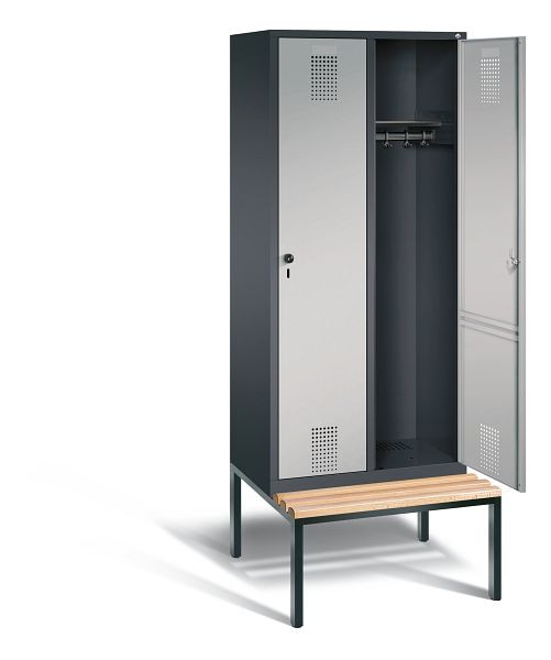 C+P Evolo kleerkast, H2090xW810xD815mm, kleur: zwart-grijs/wit aluminium, 48050-22 S10089