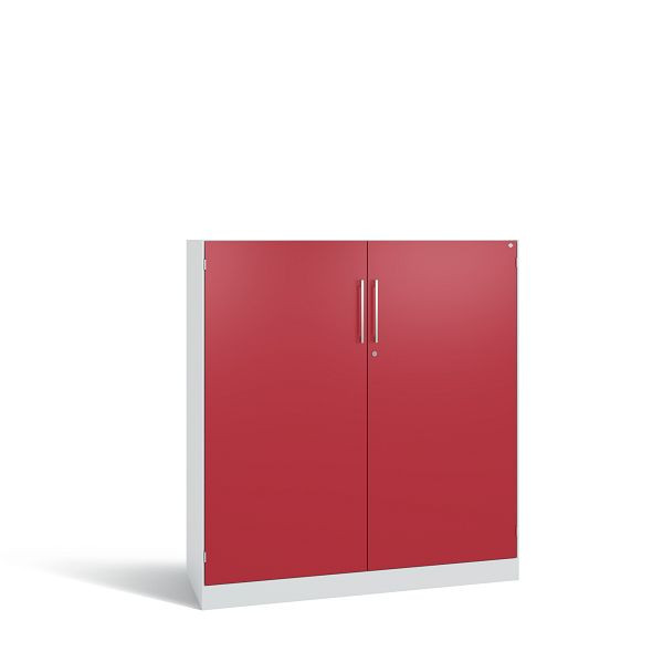 C+P Flügeltürenschrank Asisto, H1310xB1200xT435 mm, Grau/Rubinrot/DBS Hellgrau, 141031-000 S10158