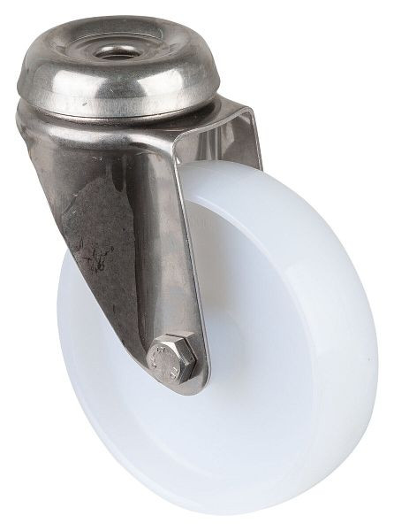 BS-rollen roestvrijstalen apparaatrol, wielbreedte 27 mm, wiel-Ø 100 mm, draagvermogen 90 kg, glijlager, verpakking van 2 stuks, G101.A90.100