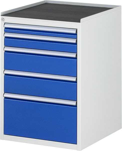 RAU ladekast serie 7000, metalen onderstel, 5 x lade maten L 1xH60, 1xH90, 2xH150, 1xH270 mm, 580x825x650 mm, 03-L5.2A-MT.11