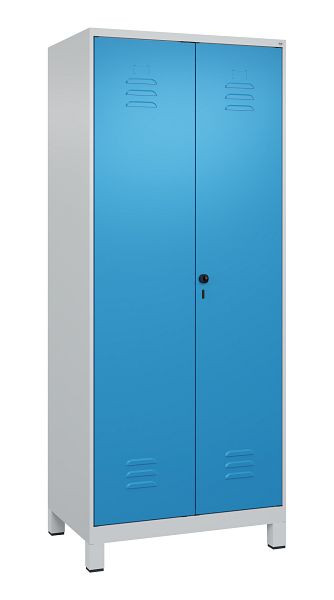C+P Umkleidespind Classic PLUS, Doppel-Spind, Füße, 2 Abteile, 1950x800x500mm, 7035/5012, Drehriegel, 080012-22P S10010