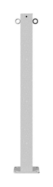 Schake afzetpaal stalen buis 70 x 70 mm stationair, voor deuvelbevestiging thermisch verzinkt / wit gecoat, met 2 ogen, 470P/2