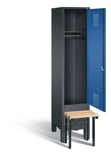 C+P garderobe Evolo, H1850xW420xD815mm, kleur: zwartgrijs / gentiaanblauw, 48030-12 S10023