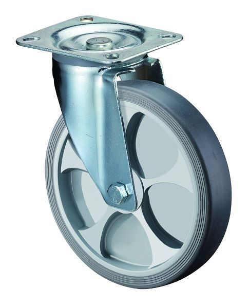 BS rollen transportrol, breedte 32 mm, Ø125 mm, tot 120 kg, thermoplastische grijze banden, rollagers, plaat, verpakking van 2, L400.B44.126