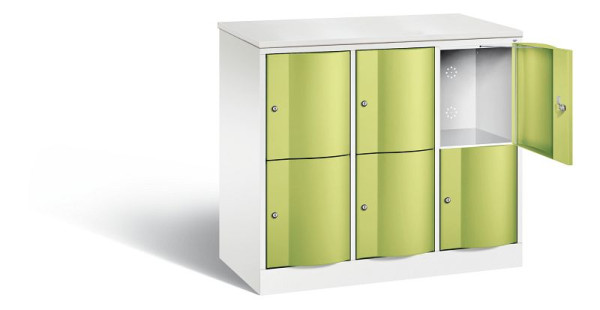 C+P lockerkast Resisto, H1077xB1148xD540mm, kleur: verkeerswit / virid green, 8472-372 S10175