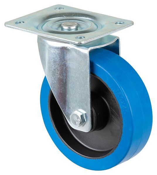 BS-rollen transportrol, wielbreedte 42 mm, wiel-Ø 160 mm, draagvermogen 300 kg, blauwe elastische banden, rollagers, verpakking van 2 stuks, L400.B61.160