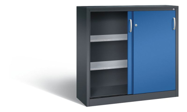 C+P schuifdeurkast Acurado, H1200xB1200xD400mm, kleur: zwartgrijs / gentiaanblauw, beugelgreep, 2047-09 S10063
