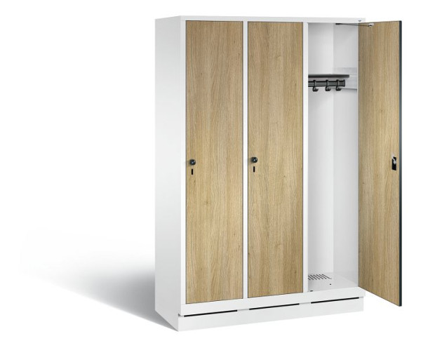 C+P garderobe Evolo, H1800xB1200xD500mm, kleur: verkeerswit / decor eiken Sereno, 48020-32 S10696