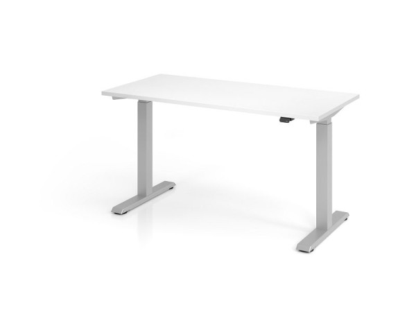 Hammerbacher bureau XMST614, 140 x 67 cm, blad: wit, 25 mm dik, 2 mm ABS rand, rechthoekige vorm, VXMST614/W/S