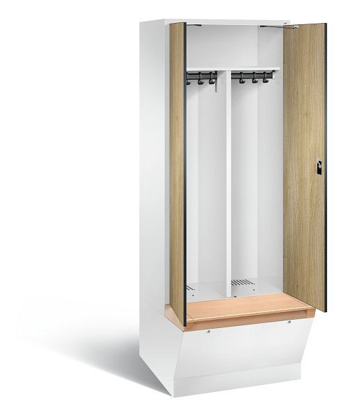 C+P zwart wit kastje Evolo, H2090xW810xD815mm, kleur: verkeerswit / decor eiken Sereno, 48056-22 S10201