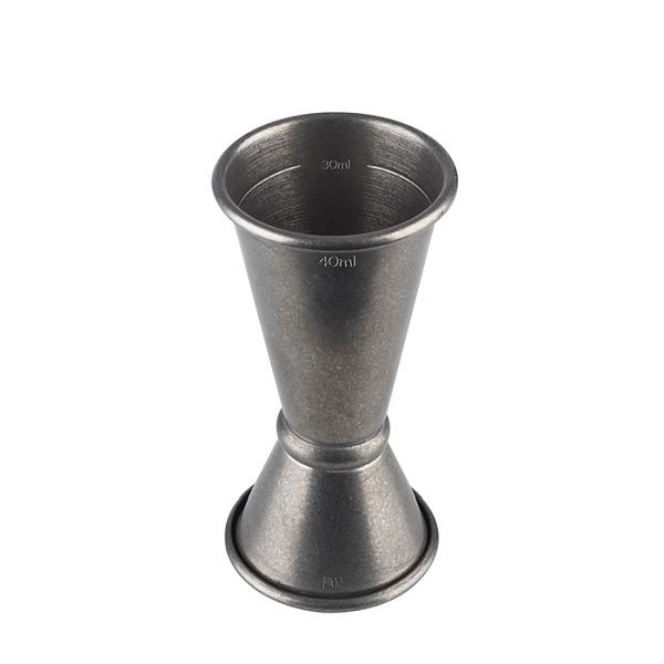 APS staafmaat, Ø 4,5 cm, hoogte: 9 cm, roestvrij staal, antieke roestvrijstalen look, inhoud: 20 / 40 ml, 93354