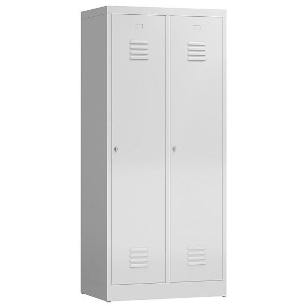 Lüllmann ClassiX kledingkast, 2 compartimenten met zwart-wit scheiding, 1800 x 800 x 500 mm, lichtgrijs, X-515120