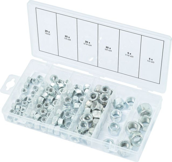 KS Tools assortiment moeren, zelfborgend, UNF, 100 stuks, 970.0490