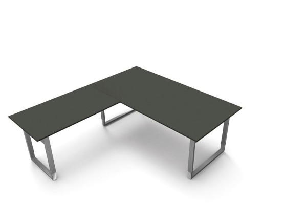 Kerkmann bureau extra groot / vergadertafel B 2000 x D 1000 x H 680-820 mm, vorm 5, kleur: antraciet, 11407313