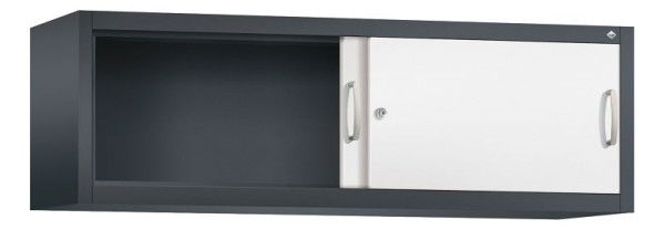 C+P bovenkast Acurado, H500xB1600xD400mm, kleur: zwartgrijs / verkeerswit, beugelgreep, 1 niveau, 2144-00 S10098