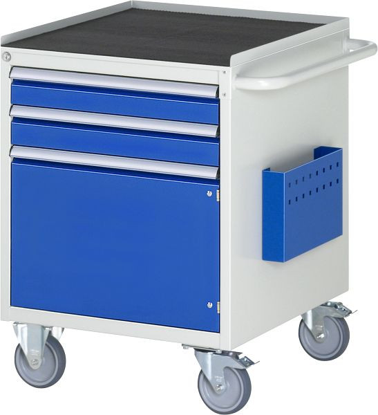 RAU montagewagen serie 7000, B580 x D650 x H795 mm, metalen onderstel, hoogte 25 mm, laden: 2xH90 mm, draaideur H360 mm, 15-L3.5AR-MT.11